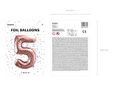 Foil Balloon Number ''5'', 86cm, rose gold