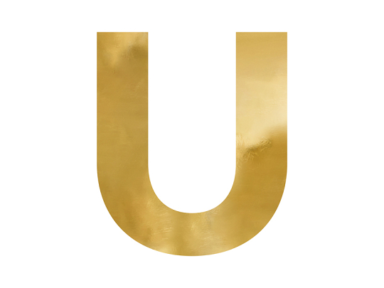 Mirror letter ''U'', gold, 52x61 cm