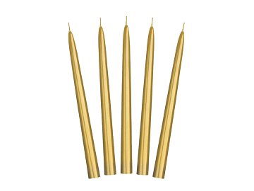 Taper candles, metallic, gold, 24cm (1 pkt / 10 pc.)