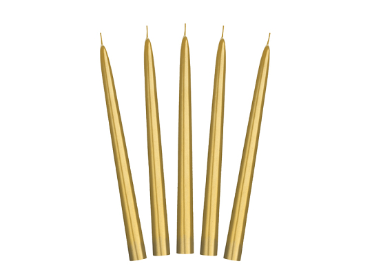 Taper candles, metallic, gold, 24cm (1 pkt / 10 pc.)