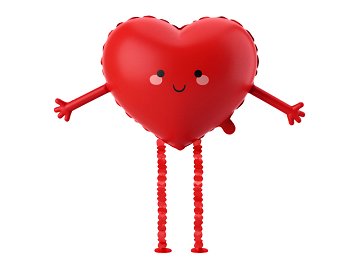 Walking foil balloon Heart, 98x51 cm, red
