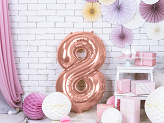 Foil Balloon Number ''8'', 86cm, rose gold