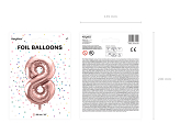 Foil Balloon Number ''8'', 86cm, rose gold