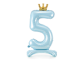 Standing foil balloon Number ''5'' , 84 cm,  sky-blue