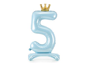 Standing foil balloon Number ''5'' , 84 cm,  sky-blue