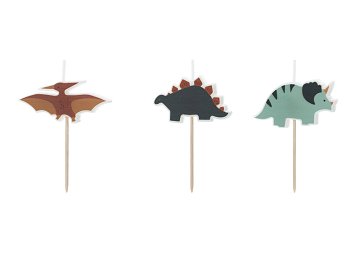 Birthday candles Dinosaurs, 3 cm, mix (1 pkt / 3 pc.)