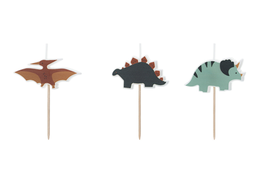 Birthday candles Dinosaurs, 3 cm, mix (1 pkt / 3 pc.)