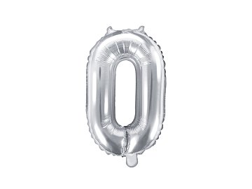 Foil Balloon Number ''0'', 35cm, silver