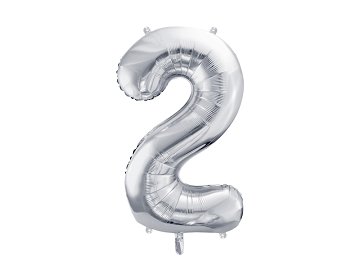 Foil Balloon Number ''2'', 72cm, silver