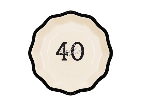 Paper plates ''Hello 40'', mix, 18 cm (1 pkt / 6 pc.)