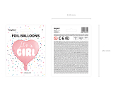 Foil Balloon Heart - It's a girl, 45cm, light pink