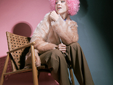 Afro wig, light pink