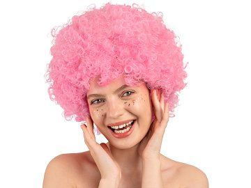 Afro wig, light pink
