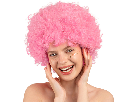 Afro wig, light pink