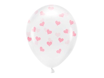 Eco Balloons 33 cm, Hearts, Crystal Clear (1 pkt / 6 pc.)