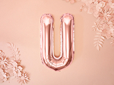 Foil Balloon Letter ''U'', 35cm, rose gold