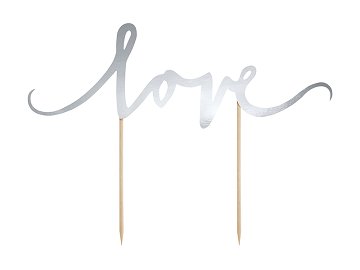 Cake topper Love, silver, 17cm