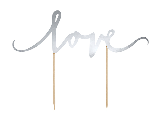 Cake topper Love, silver, 17cm