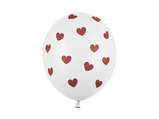 Balloons 30cm, Hearts, Pastel Pure White (1 pkt / 6 pc.)