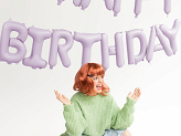 Foil Balloon Happy Birthday, 340x35cm, purple