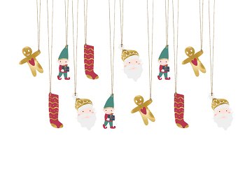 Gift tags Santa, mix (1 pkt / 12 pc.)