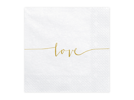 Napkins Love, gold, 33x33cm (1 pkt / 20 pc.)