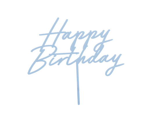 Acrylic cake topper ''Happy Birthday'', misty blue, 16.5 cm