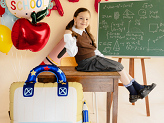 Foil balloon scalloped tablet Back to school, 52x52 cm, cream-blue