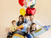 Foil balloon scalloped tablet Back to school, 52x52 cm, cream-blue