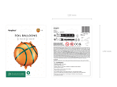 Foil Balloon Basketball, 35x35 cm, mix.