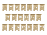 Jute tabel numbers, white, 7x10.5cm (1 pkt / 20 pc.)