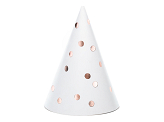 Party hats Dots, white, 16cm (1 pkt / 6 pc.)