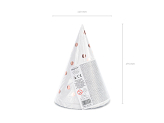 Party hats Dots, white, 16cm (1 pkt / 6 pc.)