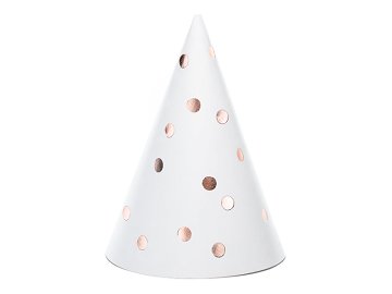 Party hats Dots, white, 16cm (1 pkt / 6 pc.)