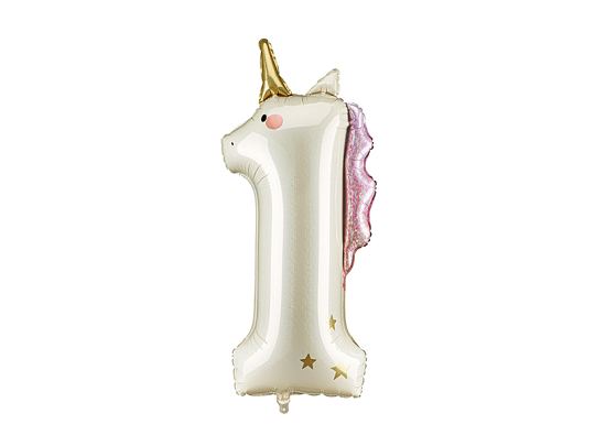Foil balloon Number ''1'' Unicorn, 93cm, mix