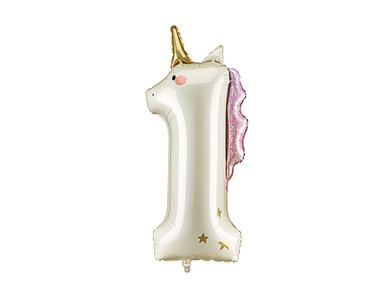 Foil balloon Number ''1'' Unicorn, 93cm, mix
