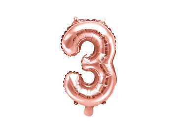 Foil Balloon Number ''3'', 35cm, rose gold