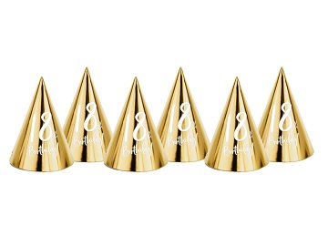 Party hats 18th Birthday, gold, 16cm (1 pkt / 6 pc.)