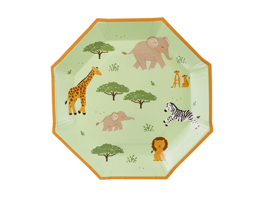 Papierowe plates Safari, 23 cm, mix (1 pkt / 6 pc.)