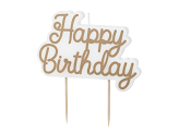 Birthday candle ''Happy Birthday'', cold gold, 7.5x10 cm