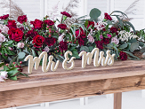 Wooden inscription Mr & Mrs, gold, 50x10cm