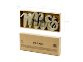 Wooden inscription Mr & Mrs, gold, 50x10cm