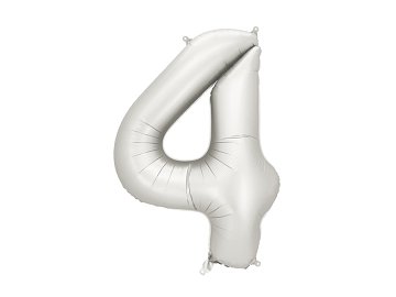 Foil Balloon Number ''4'', 86 cm, silver
