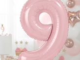 Standing foil balloon Number ''9'' , 84 cm,  light pink