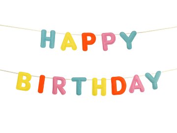 Felt Banner, Happy Birthday, mix, 3m