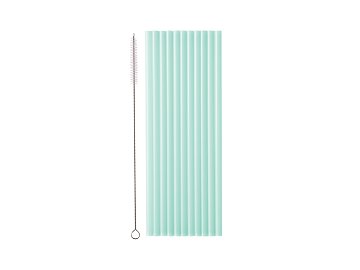 Plastic straws, 23 cm, sage (1 pkt / 12 pc.)