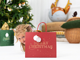 Gift bag Merry Christmas, deep red, 32.5x26.5x11.5cm