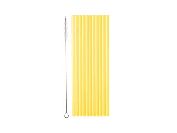 Plastic straws, 23 cm, yellow (1 pkt / 12 pc.)