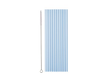 Plastic straws, 23 cm, light blue (1 pkt / 12 pc.)