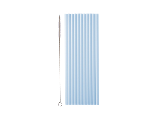 Plastic straws, 23 cm, light blue (1 pkt / 12 pc.)